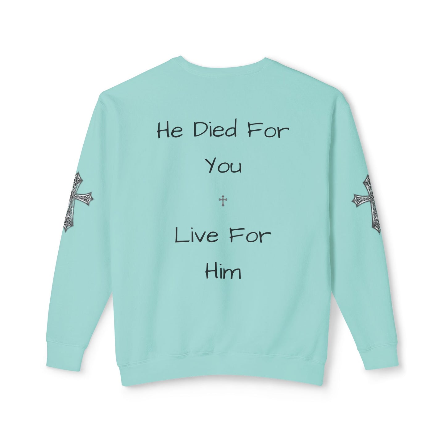 LIMITED EDITION Bleached Canvas™ Crewneck “He Died For You Live For Him”