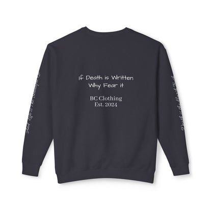 LIMITED EDITION Bleached Canvas™ Crewneck "If Death is Written Why Fear it”